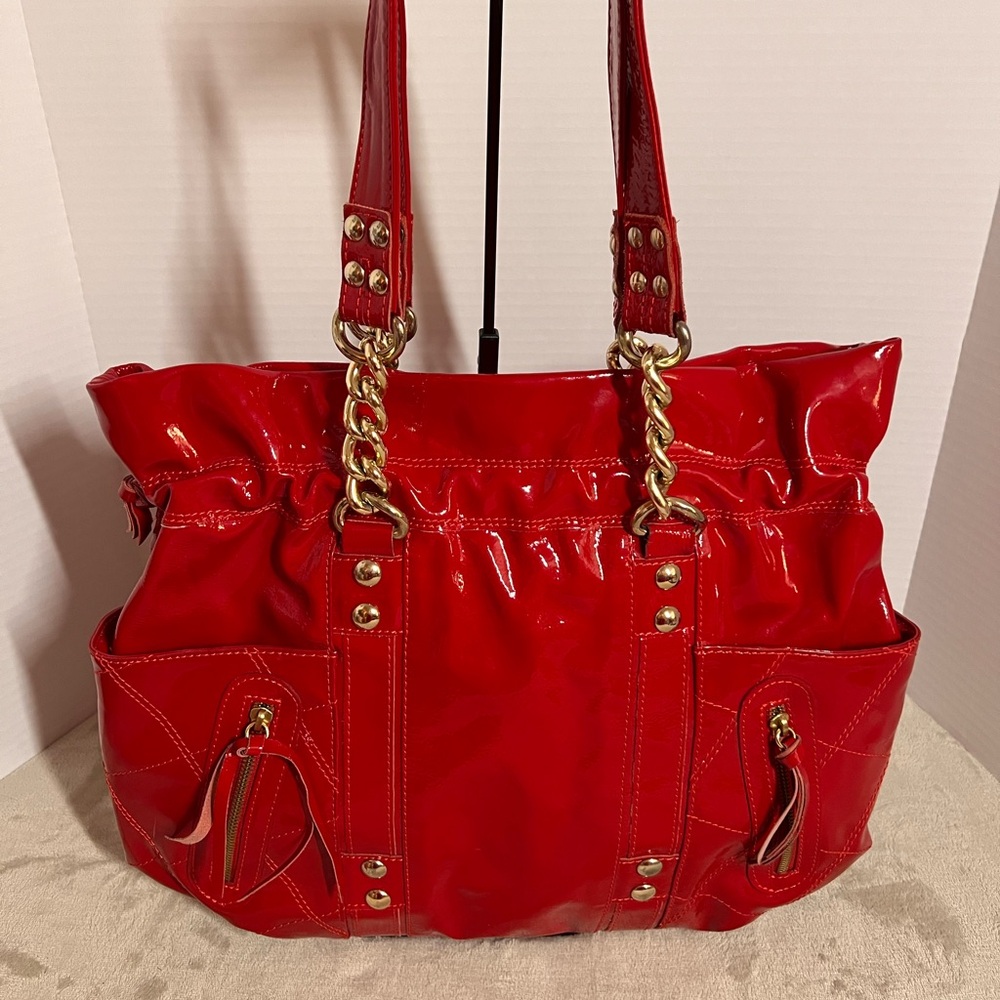 Marco Buggiani Elegant Red Patent Leather Shoulder Bag